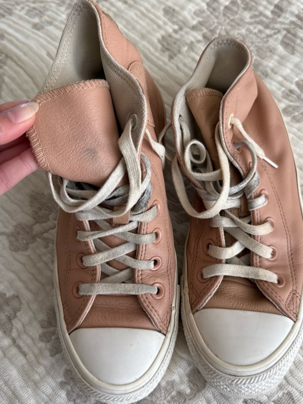 Leather Converse Pink High-Top Sneakers - Picture 2 of 7